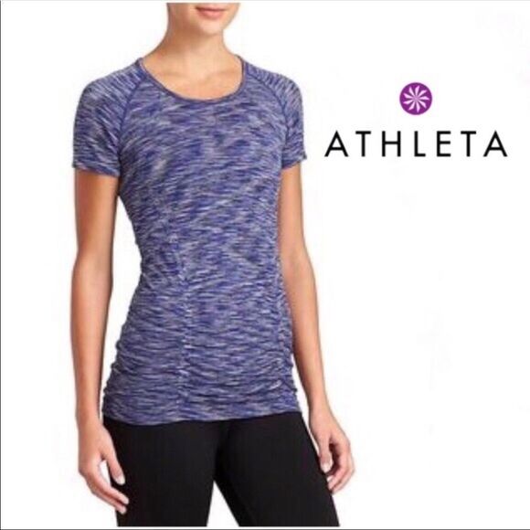 Athleta Tops - Athleta Fastest Track Tee Space Dye Blue Sz S